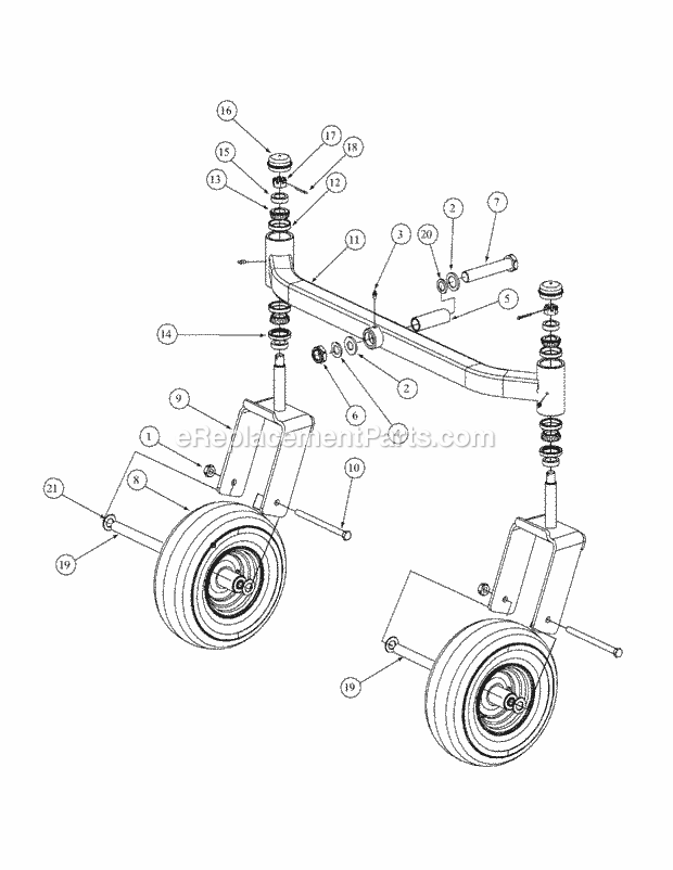 Front Caster Assembly Diagram and Parts List for M60-KH 53AH5BDX750 Cub Cadet Sprayer